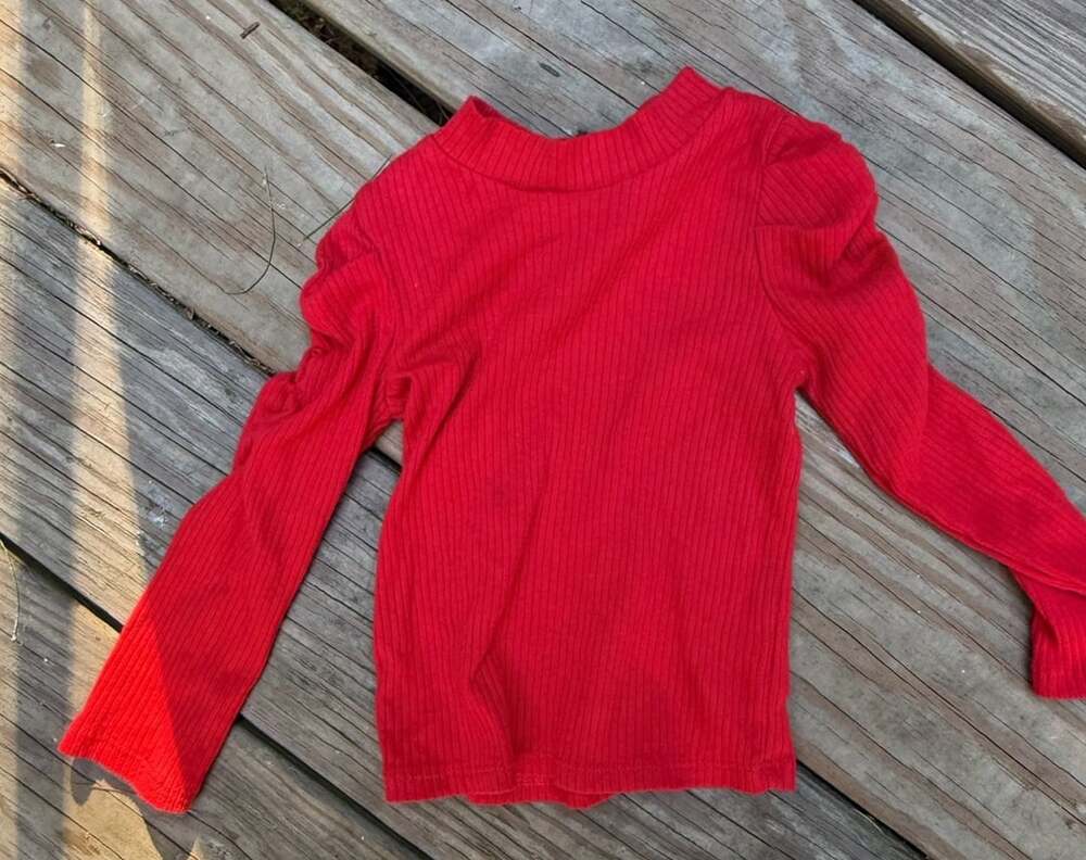 Wonder Nation Red Ribbed Long Sleeve Mock Neck Top